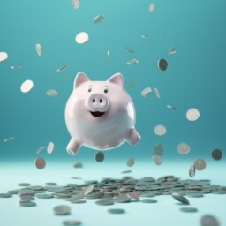 świnka skarbonka spada z pieniędzmi