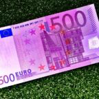 euro banknot na trawie